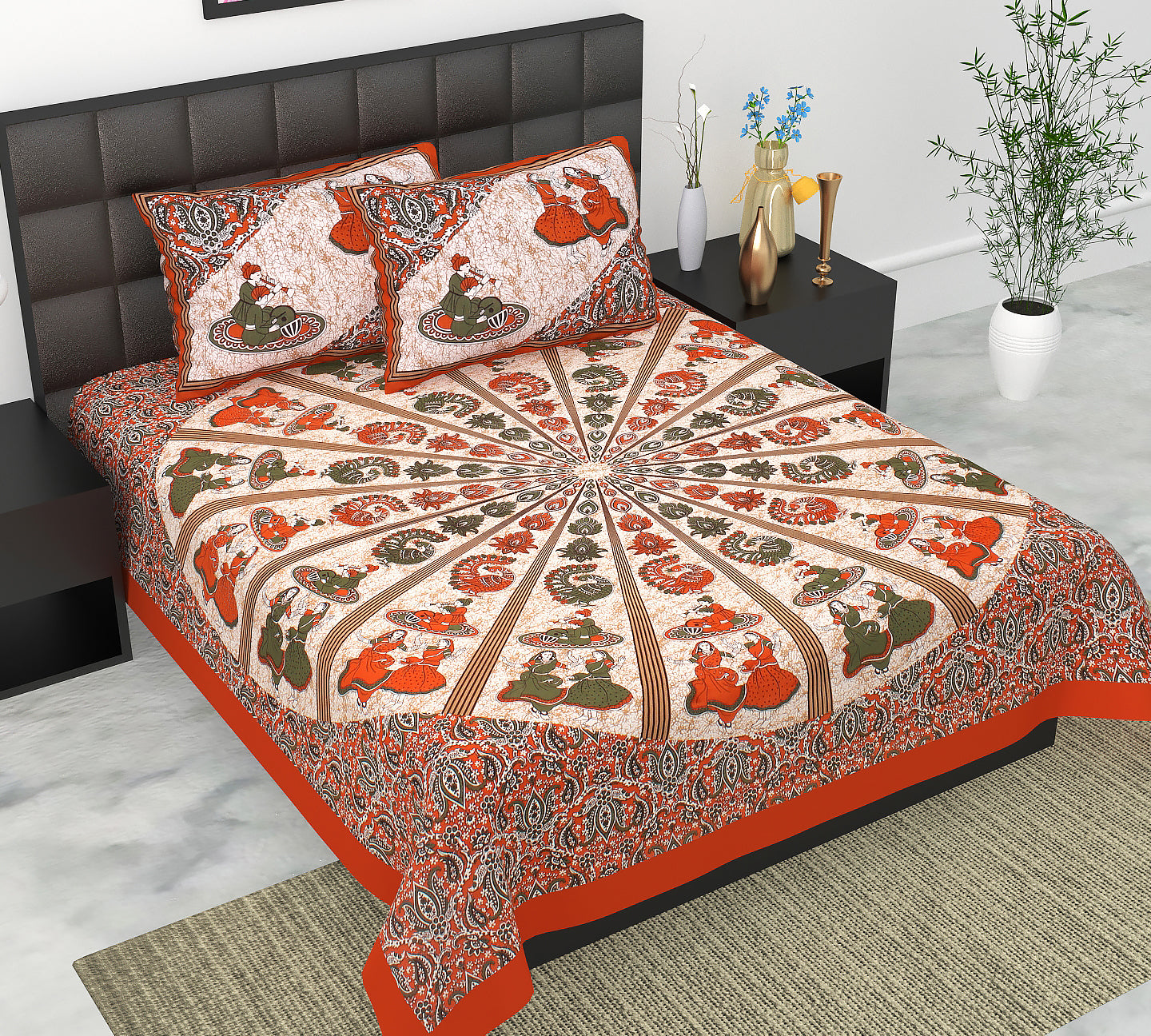 Festival Motif Double Bed Sheet
