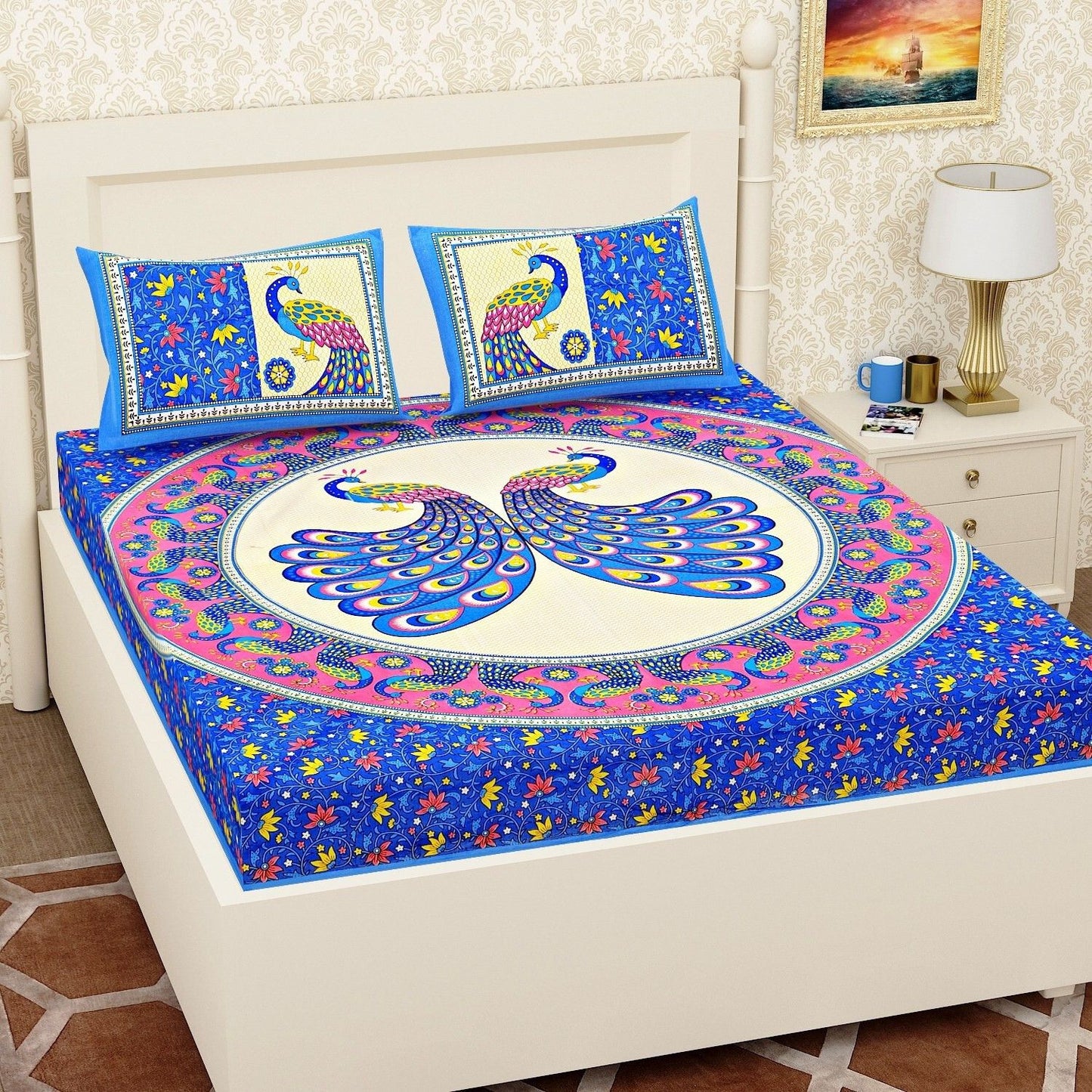 Artistic Waves Double Bed Sheet