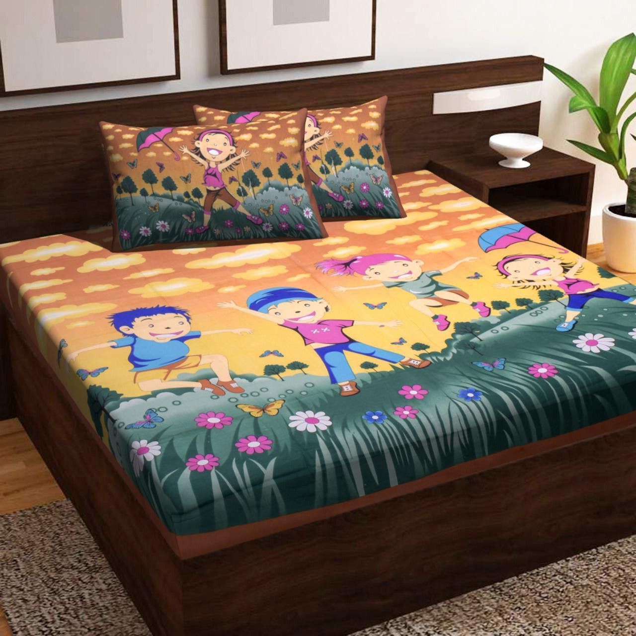 Handprinted Style Double Bed Sheet