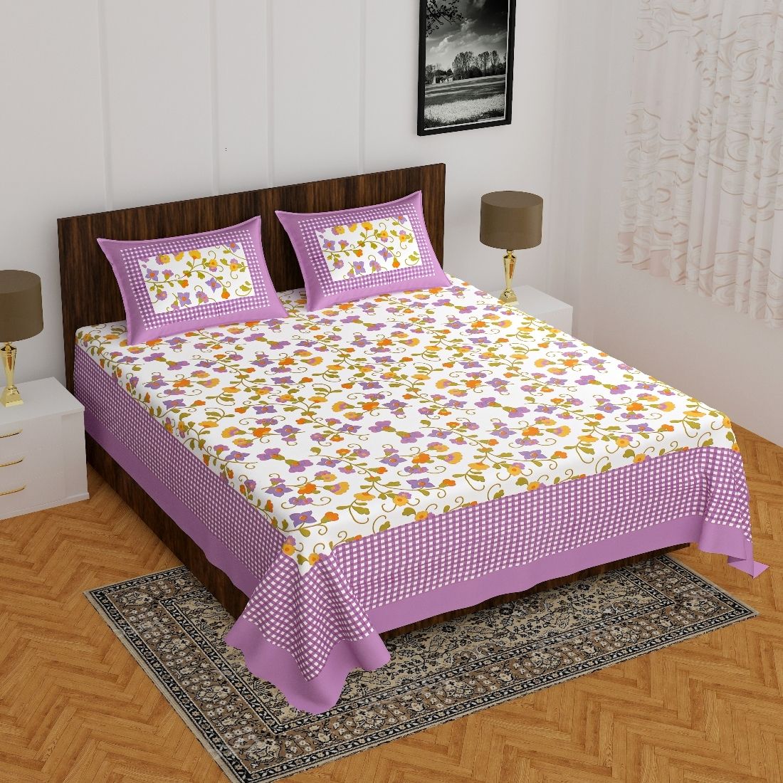 Modern Blocks Double Bed Sheet