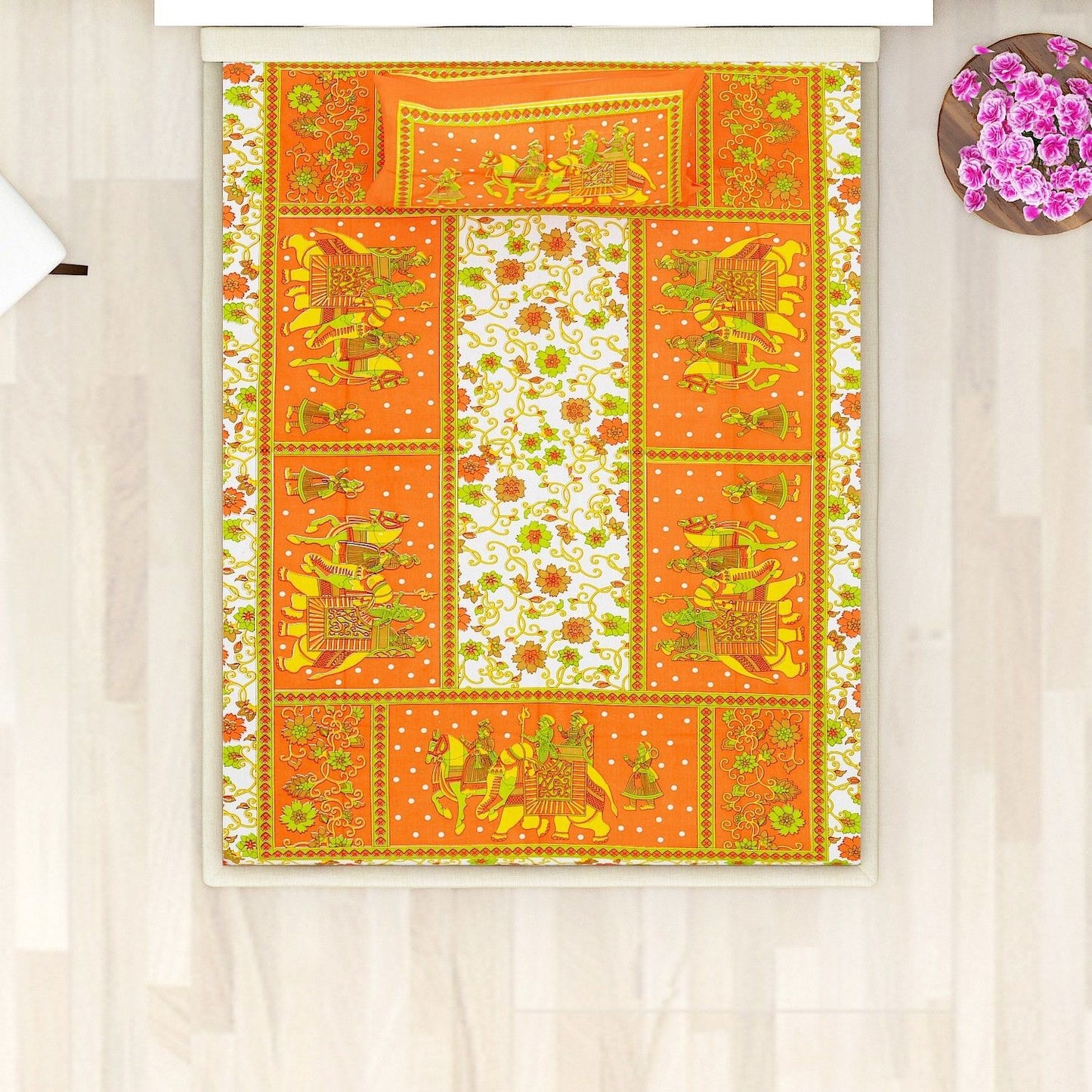 151 TC Cotton Single Checkered Bedsheet (Pack of 1, Multicolor)