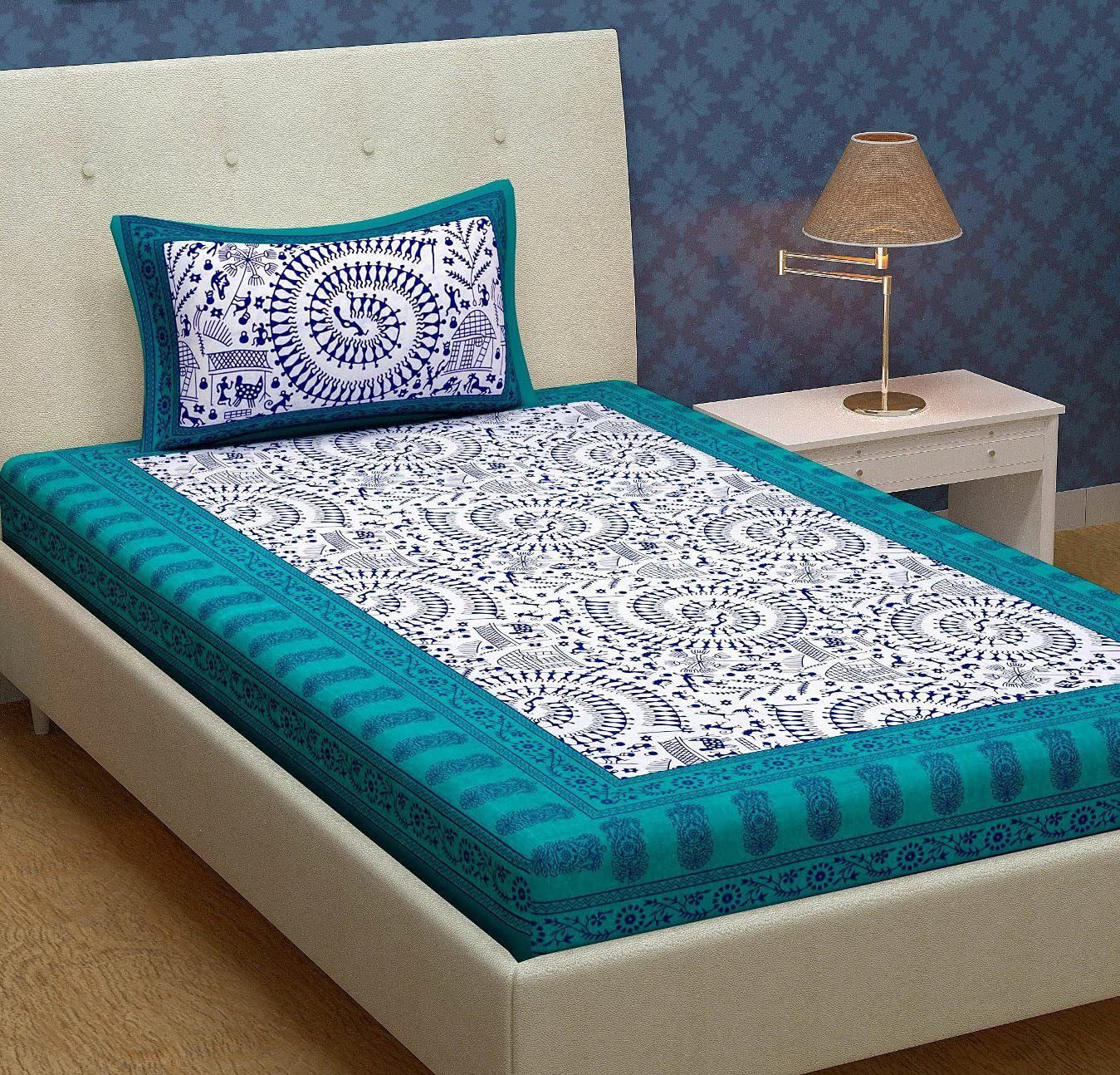 120 TC Cotton Single Printed Bedsheet (Pack of 1, Pink)