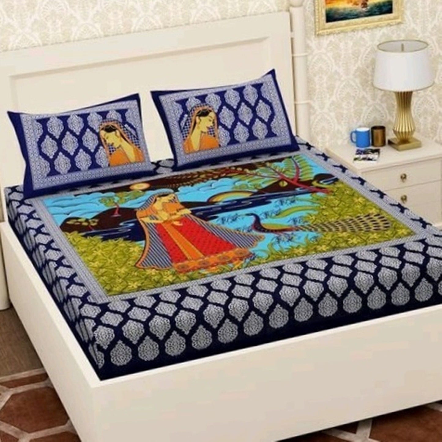 Folk Art Double Bed Sheet