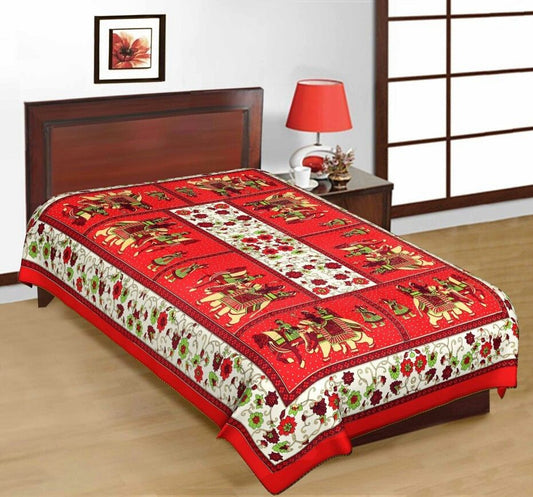120 TC Cotton Single Animal Bedsheet (Pack of 1, Yellow)