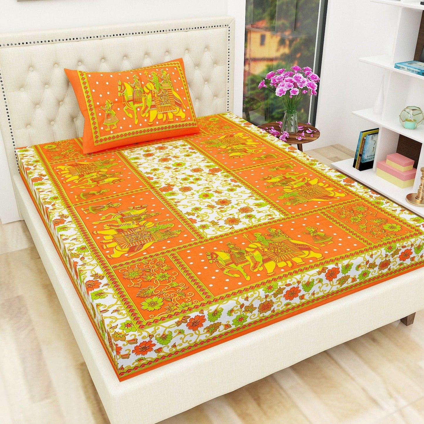 151 TC Cotton Single Checkered Bedsheet (Pack of 1, Multicolor)