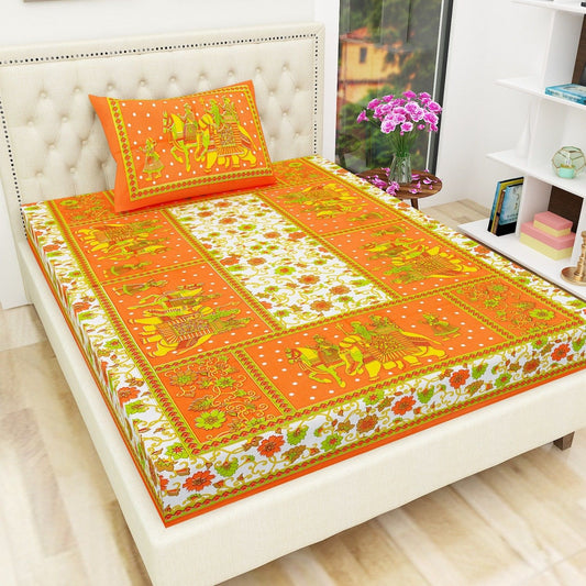 151 TC Cotton Single Checkered Bedsheet (Pack of 1, Multicolor)