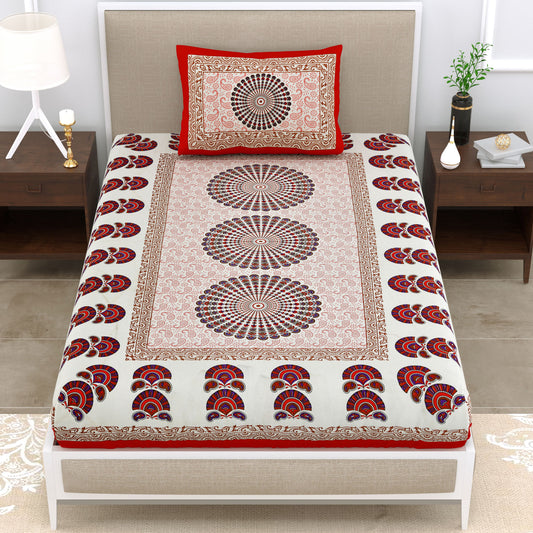 800 TC Cotton Single Printed Bedsheet (Pack of 1, Multicolor)