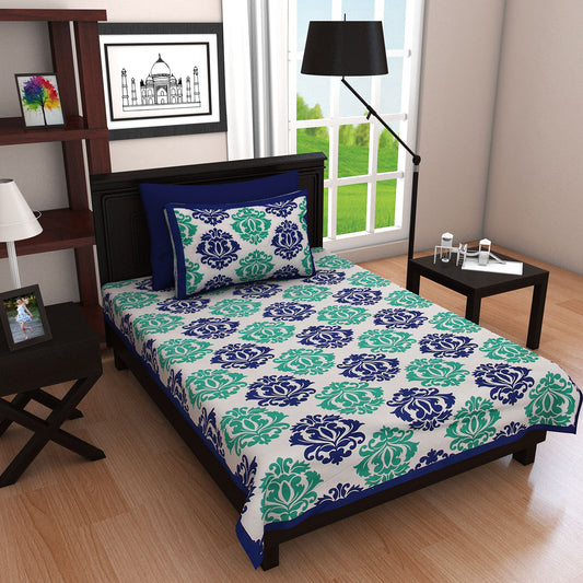 120 TC Cotton Single Printed Bedsheet (Pack of 1, Yellow)