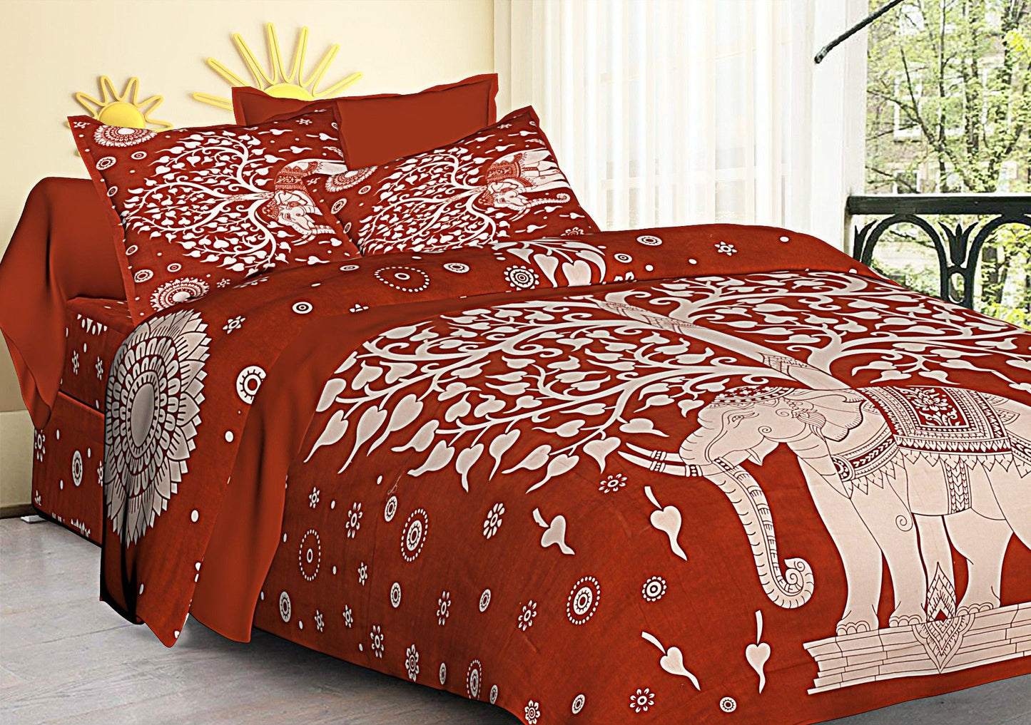 160 TC Cotton Single Floral Bedsheet (Pack of 1, PINK)