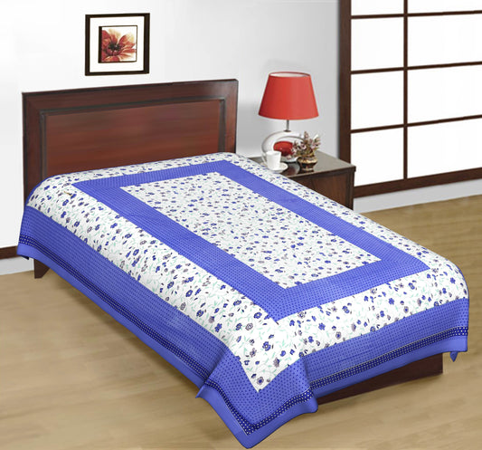 300 TC Cotton Single Solid Bedsheet (Pack of 1, Sea green, Blue)
